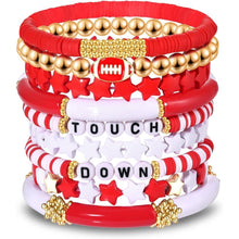 Load image into Gallery viewer, Sports Game Day Bracelet Set Football Soccer Softball Theme Heishi Clay Bead Stackable Bracelets Multi‑Style Sport Fan Charm Wrist Jewelry Gift for Women Girls