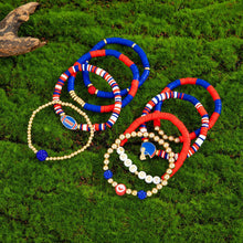 Lade das Bild in den Galerie-Viewer, Football Theme Beaded Bracelet Set Multi‑Color Heishi Clay Bead Sport Charm Stackable Bracelets Fan Party Jewelry Gift For Women Teen Girls