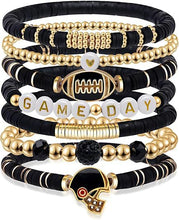 Load image into Gallery viewer, Sports Game Day Bracelet Set Football Soccer Softball Theme Heishi Clay Bead Stackable Bracelets Multi‑Style Sport Fan Charm Wrist Jewelry Gift for Women Girls