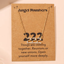 Lade das Bild in den Galerie-Viewer, Angel Number Necklace 111 222 333 777 Crystal Zircon Number Pendant Gold Chain Spiritual Lucky Charm Necklaces Women Jewelry With Message Card