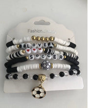 Lade das Bild in den Galerie-Viewer, Sports Game Day Bracelet Set Hockey Volleyball Baseball Soccer Softball Theme Heishi Clay Bead Stackable Bracelets Multi‑Style Sport Fan Charm Wrist Jewelry Gift for Women Girls