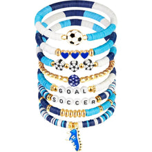 Lade das Bild in den Galerie-Viewer, Sports Game Day Bracelet Set Hockey Volleyball Baseball Soccer Softball Theme Heishi Clay Bead Stackable Bracelets Multi‑Style Sport Fan Charm Wrist Jewelry Gift for Women Girls