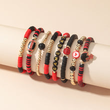 Load image into Gallery viewer, Sports Game Day Bracelet Set Football Soccer Softball Theme Heishi Clay Bead Stackable Bracelets Multi‑Style Sport Fan Charm Wrist Jewelry Gift for Women Girls