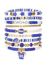 Load image into Gallery viewer, Sports Game Day Bracelet Set Football Soccer Softball Theme Heishi Clay Bead Stackable Bracelets Multi‑Style Sport Fan Charm Wrist Jewelry Gift for Women Girls