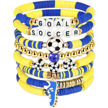Lade das Bild in den Galerie-Viewer, Sports Game Day Bracelet Set Hockey Volleyball Baseball Soccer Softball Theme Heishi Clay Bead Stackable Bracelets Multi‑Style Sport Fan Charm Wrist Jewelry Gift for Women Girls