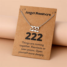 Cargar imagen en el visor de la galería, Dainty Stainless Steel Angel Number Necklace 111 222 333 777 Minimalist Spiritual Lucky Number Pendant Necklace