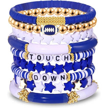 Load image into Gallery viewer, Sports Game Day Bracelet Set Football Soccer Softball Theme Heishi Clay Bead Stackable Bracelets Multi‑Style Sport Fan Charm Wrist Jewelry Gift for Women Girls