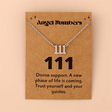 Cargar imagen en el visor de la galería, Dainty Stainless Steel Angel Number Necklace 111 222 333 777 Minimalist Spiritual Lucky Number Pendant Necklace