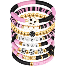 Lade das Bild in den Galerie-Viewer, Sports Game Day Bracelet Set Hockey Volleyball Baseball Soccer Softball Theme Heishi Clay Bead Stackable Bracelets Multi‑Style Sport Fan Charm Wrist Jewelry Gift for Women Girls