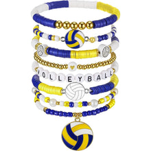 Lade das Bild in den Galerie-Viewer, Sports Game Day Bracelet Set Hockey Volleyball Baseball Soccer Softball Theme Heishi Clay Bead Stackable Bracelets Multi‑Style Sport Fan Charm Wrist Jewelry Gift for Women Girls