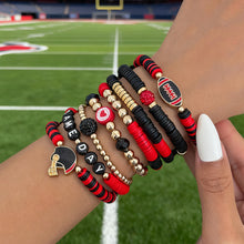 Lade das Bild in den Galerie-Viewer, Football Theme Beaded Bracelet Set Multi‑Color Heishi Clay Bead Sport Charm Stackable Bracelets Fan Party Jewelry Gift For Women Teen Girls