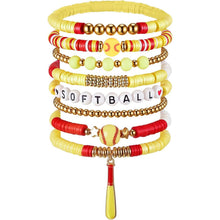 Lade das Bild in den Galerie-Viewer, Sports Game Day Bracelet Set Hockey Volleyball Baseball Soccer Softball Theme Heishi Clay Bead Stackable Bracelets Multi‑Style Sport Fan Charm Wrist Jewelry Gift for Women Girls