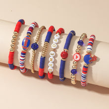Load image into Gallery viewer, Sports Game Day Bracelet Set Football Soccer Softball Theme Heishi Clay Bead Stackable Bracelets Multi‑Style Sport Fan Charm Wrist Jewelry Gift for Women Girls