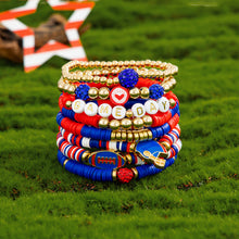 Lade das Bild in den Galerie-Viewer, Football Theme Beaded Bracelet Set Multi‑Color Heishi Clay Bead Sport Charm Stackable Bracelets Fan Party Jewelry Gift For Women Teen Girls