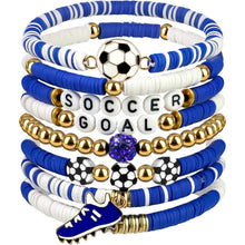 Lade das Bild in den Galerie-Viewer, Sports Game Day Bracelet Set Hockey Volleyball Baseball Soccer Softball Theme Heishi Clay Bead Stackable Bracelets Multi‑Style Sport Fan Charm Wrist Jewelry Gift for Women Girls