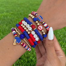 Lade das Bild in den Galerie-Viewer, Football Theme Beaded Bracelet Set Multi‑Color Heishi Clay Bead Sport Charm Stackable Bracelets Fan Party Jewelry Gift For Women Teen Girls