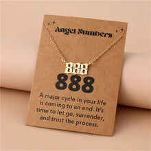 Load image into Gallery viewer, Angel Number Necklace 111 222 333 777 Stainless Steel Lucky Number Pendant Gold Chain Spiritual Manifestation Jewelry With Message Card
