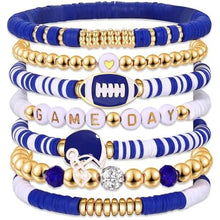 Load image into Gallery viewer, Sports Game Day Bracelet Set Football Soccer Softball Theme Heishi Clay Bead Stackable Bracelets Multi‑Style Sport Fan Charm Wrist Jewelry Gift for Women Girls