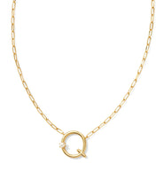 Cargar imagen en el visor de la galería, Gold Letter Initial A-Z Short Pendant Necklace in White Pearl, Fashion Jewelry, Unique Gifts