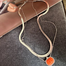 Lade das Bild in den Galerie-Viewer, Halloween Orange Pumpkin Herringbone Double Strand Necklace for Women, Fashion Jewelry, Unique Gifts