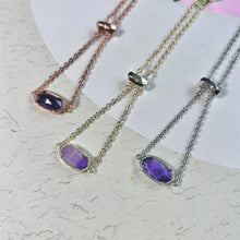 Lade das Bild in den Galerie-Viewer, Amethyst Natural Crystal Adjustable Chain Bracelet for Women, Fashion Jewelry, Unique Gifts