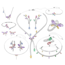 Load image into Gallery viewer, Silver Plated Cubic Zirconia Crystal Dragonfly Necklaces Earrings Bracelets Rings Bridal Wedding Jewelry for Women