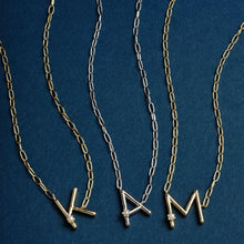 Cargar imagen en el visor de la galería, Gold Letter Initial A-Z Short Pendant Necklace in White Pearl, Fashion Jewelry, Unique Gifts