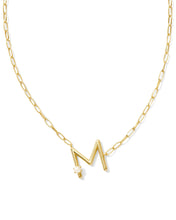 Cargar imagen en el visor de la galería, Gold Letter Initial A-Z Short Pendant Necklace in White Pearl, Fashion Jewelry, Unique Gifts