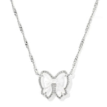 Load image into Gallery viewer, Bow Short Pendant Necklace in Carved Mother-of-Pearl, Reversible, Fashion Jewelry Gift Idea