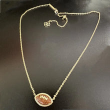 Load image into Gallery viewer, Football Short Pendant Necklace in Orange Goldstone, Fashion Jewelry, Unique Gifts