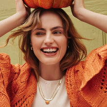 Lade das Bild in den Galerie-Viewer, Halloween Orange Pumpkin Herringbone Double Strand Necklace for Women, Fashion Jewelry, Unique Gifts