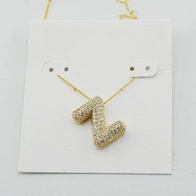 Load image into Gallery viewer, Gold Letter Initial A-Z Short Pendant Necklace, Cubic Zirconia Inlaid, Fashion Jewelry, Unique Gifts