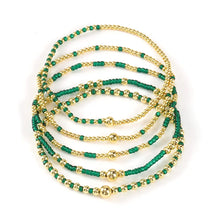 Lade das Bild in den Galerie-Viewer, Bohemian Beaded Bracelets Colorful Seed Bead Gold Ball Stackable Bracelet Set Women Summer Beach Elastic Jewelry Gift