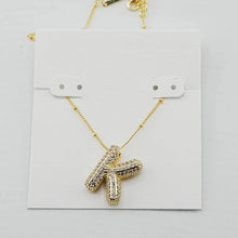 Load image into Gallery viewer, Gold Letter Initial A-Z Short Pendant Necklace, Cubic Zirconia Inlaid, Fashion Jewelry, Unique Gifts