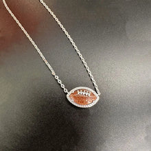 Load image into Gallery viewer, Football Short Pendant Necklace in Orange Goldstone, Fashion Jewelry, Unique Gifts