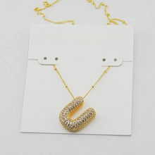 Load image into Gallery viewer, Gold Letter Initial A-Z Short Pendant Necklace, Cubic Zirconia Inlaid, Fashion Jewelry, Unique Gifts