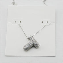 Load image into Gallery viewer, Silver Letter Initial A-Z Short Pendant Necklace, Cubic Zirconia Inlaid, Fashion Jewelry, Unique Gifts