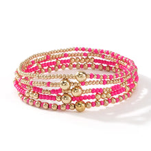 Lade das Bild in den Galerie-Viewer, Bohemian Beaded Bracelets Colorful Seed Bead Gold Ball Stackable Bracelet Set Women Summer Beach Elastic Jewelry Gift