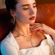 Load image into Gallery viewer, Necklace and Earrings Jewelry Set Gifts fit with Wedding, Prom, Bridesmaids(Gold&Silver)