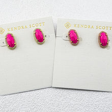 Carregar imagem no visualizador da galeria, Oval Magenta Magnesite Stud Earrings, Gold/Silver/Rose Gold Plated Minimalist Jewelry for Women
