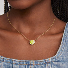 Charger l'image dans la galerie, Tennis Gold Short Pendant Necklace in Chartreuse Magnesite, with Adjustable Slider Bead, Fashion Jewelry, Unique Gifts
