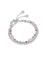 Carregar imagem no visualizador da galeria, Multi/White Pink Mix Crystal Illusion Strand Necklace/Huggie Earrings/Bracelet Jewelry Set for Women, Fashion Jewelry, Unique Gifts
