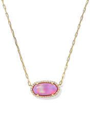 Lade das Bild in den Galerie-Viewer, Pave Frame Pink Opalescent Resin Short Pendant Necklace for Women,Fashion Jewelry, Unique Gifts
