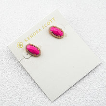 Carregar imagem no visualizador da galeria, Oval Magenta Magnesite Stud Earrings, Gold/Silver/Rose Gold Plated Minimalist Jewelry for Women
