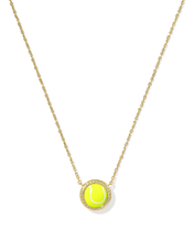 Charger l'image dans la galerie, Tennis Gold Short Pendant Necklace in Chartreuse Magnesite, with Adjustable Slider Bead, Fashion Jewelry, Unique Gifts
