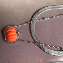 Load image into Gallery viewer, Halloween Orange Pumpkin Herringbone Double Strand Necklace for Women, Fashion Jewelry, Unique Gifts
