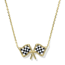 Lade das Bild in den Galerie-Viewer, Checkered Flag Short Pendant Necklace for Women, Fashion Jewelry, Unique Gifts
