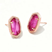 Lade das Bild in den Galerie-Viewer, Oval Stud Earrings in Azalea Pink, Gold/Silver/Rose Gold Plated Minimalist Jewelry for Women
