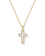 Cargar imagen en el visor de la galería, Cross Gold Pendant Necklace in Dichroic Glass, Fashion Jewelry, Unique Gifts
