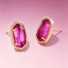 Lade das Bild in den Galerie-Viewer, Oval Stud Earrings in Azalea Pink, Gold/Silver/Rose Gold Plated Minimalist Jewelry for Women
